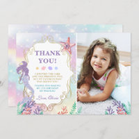 Mermaid Birthday Under The Sea Thank You Card