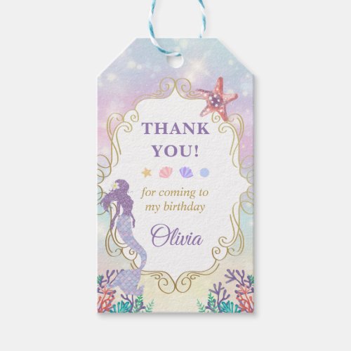 Mermaid Birthday Under The Sea Thank You Gift Tags
