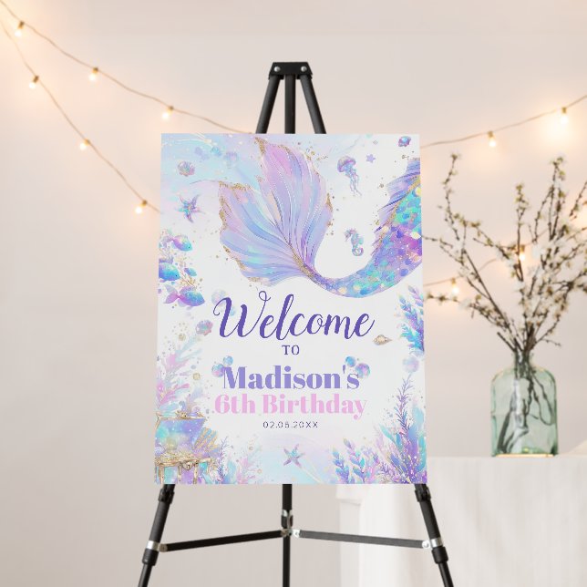 Mermaid Birthday Welcome Sign (In Situ (Stand))