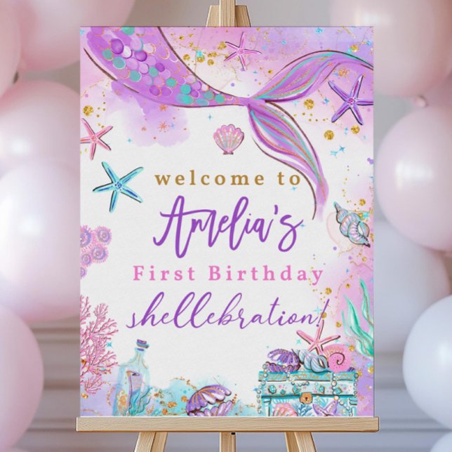 Mermaid Birthday Welcome Sign Sea birthday party  (Creator Uploaded)