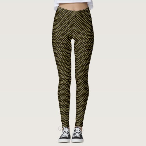 MERMAID BLACK GOLD MERMAID SCALE ACTIVE LEGGINGS