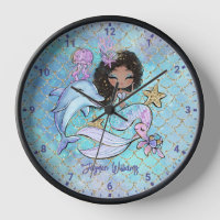Mermaid Black Hair Custom Girls Bedroom Wall
