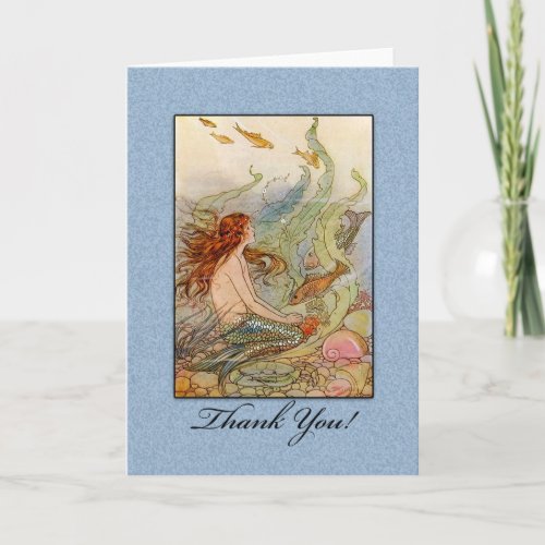 Mermaid _ Blank Mermaid Retro Thank You Card