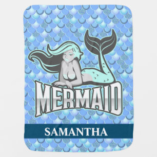 mermaid blue baby blanket