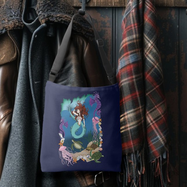 Mermaid Blue Fantasy Friends  Crossbody Bag (Creator Uploaded)