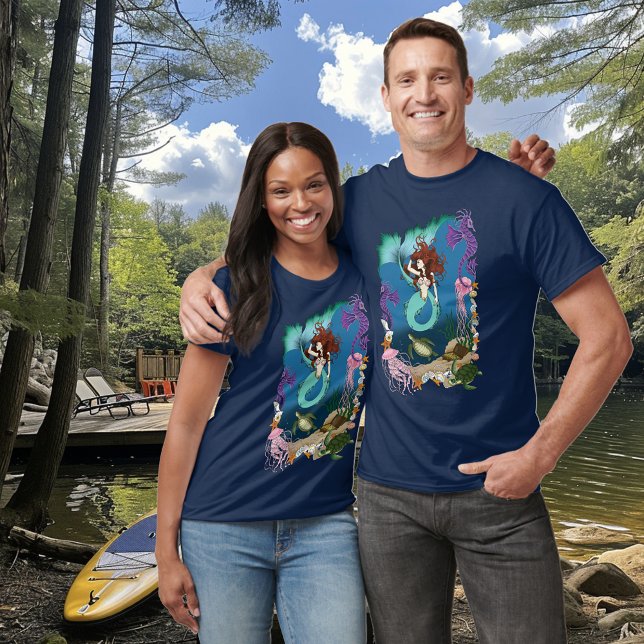 Mermaid Blue Fantasy Friends T-Shirt (Creator Uploaded)