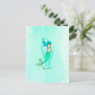 Mermaid Blue Green Tail Personal Postcard