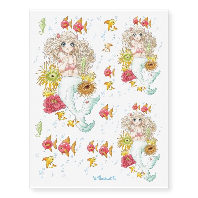 Mermaid (blue) temporary tattoos (Front)