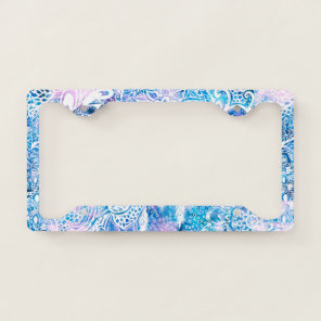 Mermaid blue turquoise watercolor boho dreamcatche license plate frame