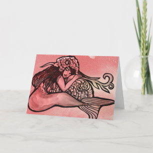 Mermaid Blush Art Mermaids Watercolor Card