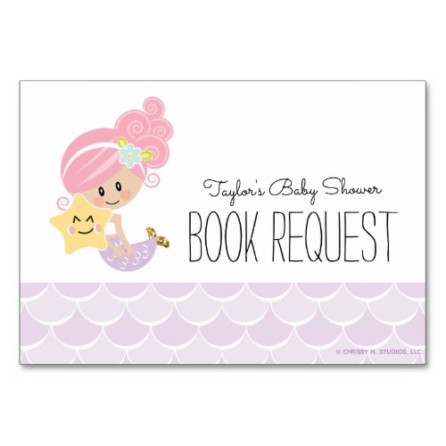 Mermaid Book Request Card Baby Shower Light Skin