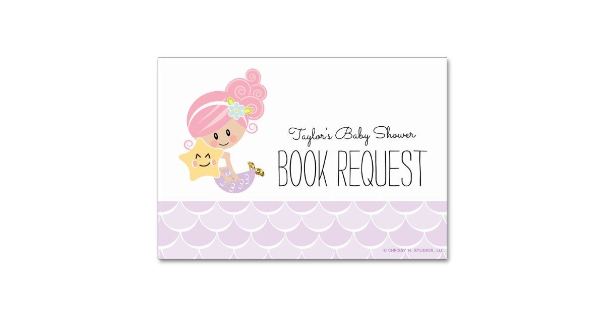 Mermaid Book Request Card Baby Shower Light Skin Zazzle Com
