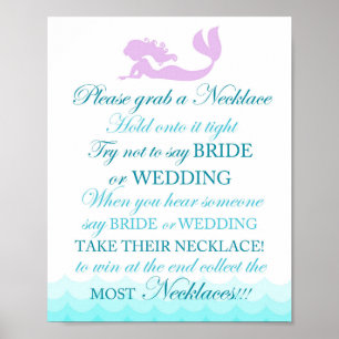 Mermaid Bridal Shower Don't Say Bride Wedding Sign