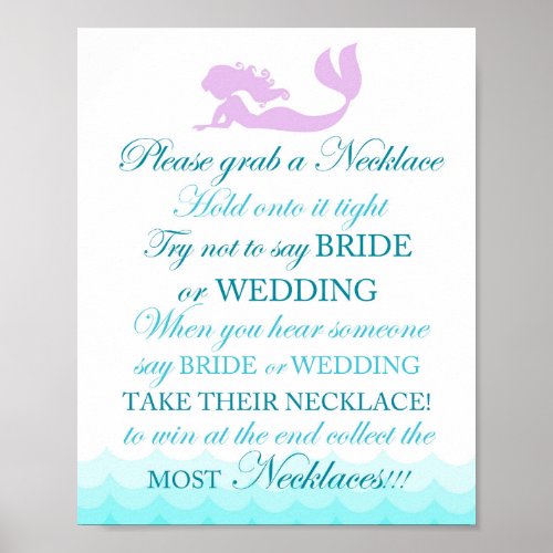 Mermaid Bridal Shower Dont Say Bride Wedding Sign