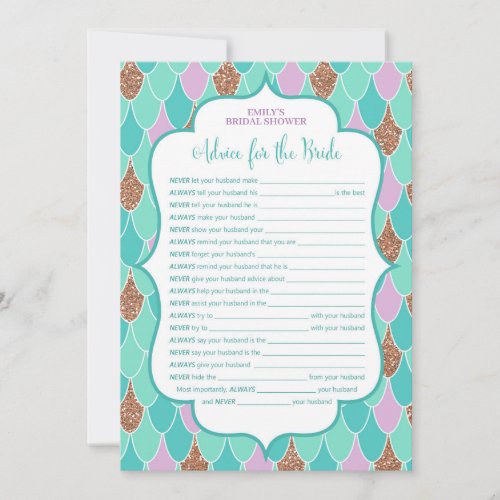 Mermaid Bridal Shower Game 5x7 Invitation