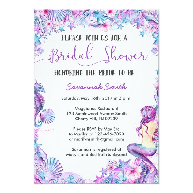 Mermaid Bridal Shower Invitation