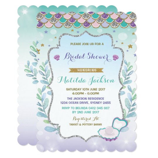 Mermaid Bridal Shower Invitation Beach Ocean Party Zazzle Mermaid Bridal Shower Invitation Beach Ocean Party
