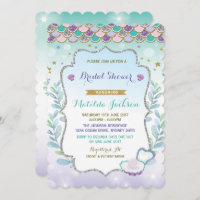 Mermaid Bridal Shower Invitation Beach Ocean Party