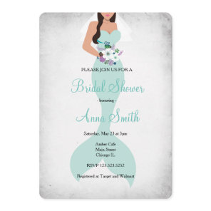 Mermaid bridal shower invitation brunette
