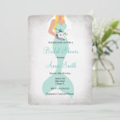 Mermaid bridal shower invitation floral mint green (Standing Front)