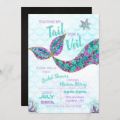 Mermaid  Bridal Shower invitation, glitter Invitation (Front/Back)