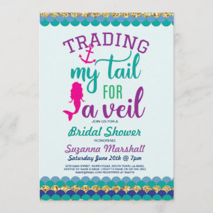 Mermaid Bridal Shower Invite Holiday Ocean Sea