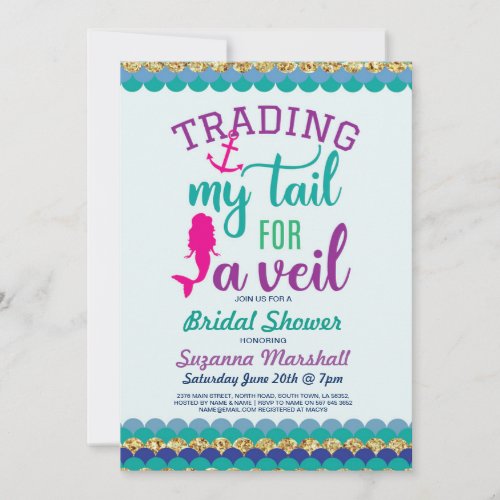 Mermaid Bridal Shower Invite Holiday Ocean Sea