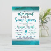 Mermaid Bridal Shower Invite Teal Bachelorette (Standing Front)