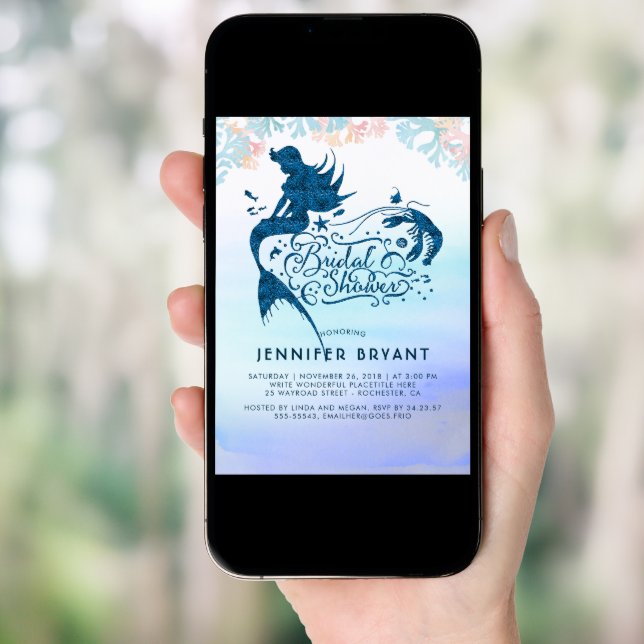Mermaid Bridal Shower Under The Sea of Love Invitation (Front Digital)