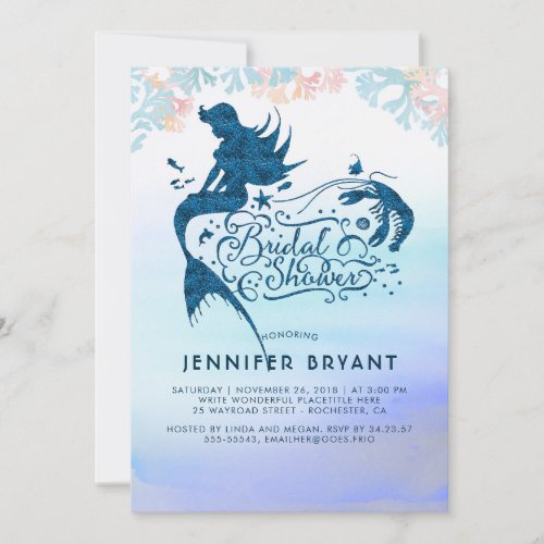 Mermaid Bridal Shower Under The Sea of Love Invitation