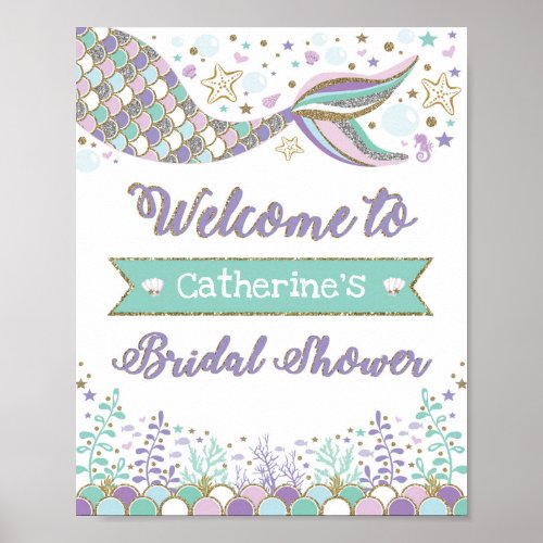 Mermaid Bridal Shower Welcome Sign Sea Beach Ocean