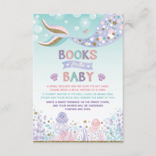 Mermaid Bring a Book Card Sea Beach Baby Girl