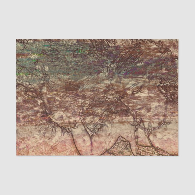 Mermaid Brown Nautical Ocean Waves Decoupage Tissue Paper (Front)