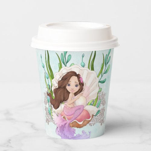 Mermaid Brunette in Oyster Shell Paper Cups