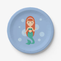 Mermaid bubbles in the sea summer party paper plate