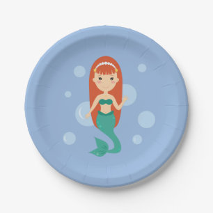 Mermaid bubbles in the sea summer party paper plates