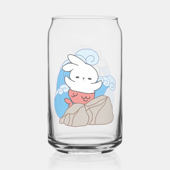 Mermaid Bunny Adventures A Splash of Summer Fun Can Glass (Front)