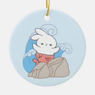 Mermaid Bunny Adventures A Splash of Summer Fun Ceramic Ornament