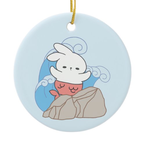 Mermaid Bunny Adventures A Splash of Summer Fun Ceramic Ornament