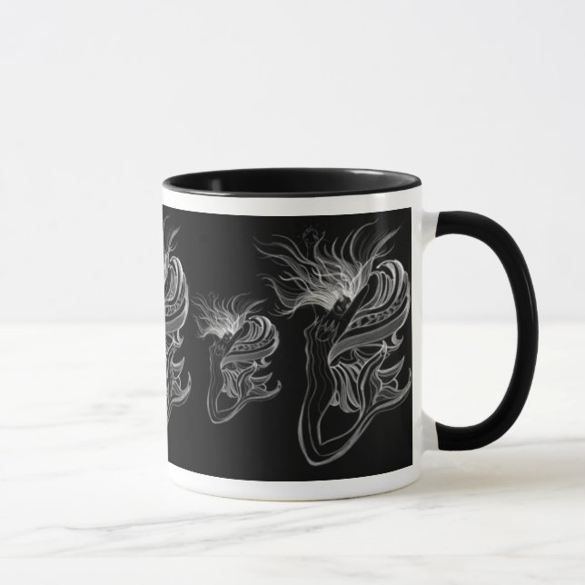 Mermaid-Butterfly Lady on Black Mug (Right)
