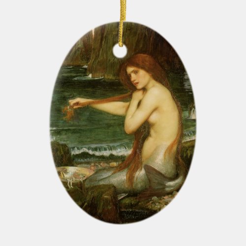 Mermaid by John William Waterhouse Ceramic Ornament