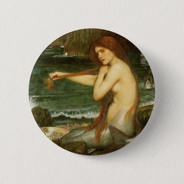 Mermaid by John William Waterhouse Pinback Button (Front)