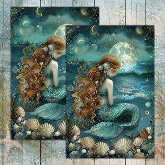 MERMAID BY MOONLIGHT DECOUPAGE TISSUE PAPER