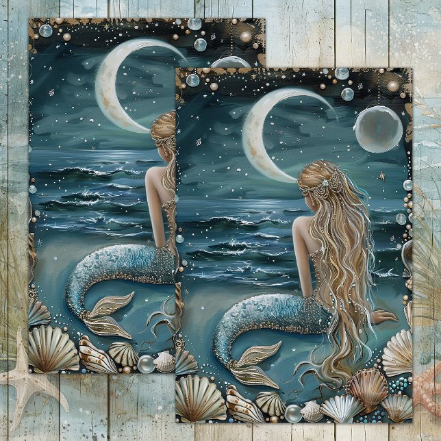 MERMAID BY MOONLIGHT DECOUPAGE TISSUE PAPER (MERMAID BY MOONLIGHT DECOUPAGE TISSUE PAPER)