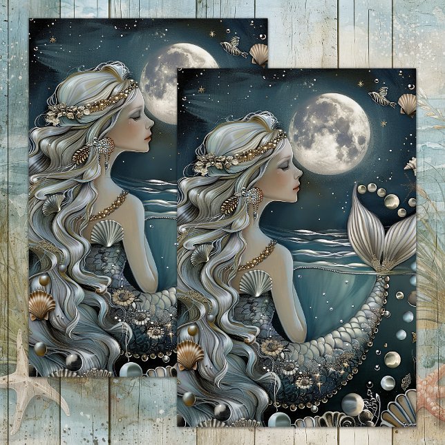 MERMAID BY MOONLIGHT DECOUPAGE TISSUE PAPER (MERMAID BY MOONLIGHT DECOUPAGE TISSUE PAPER)