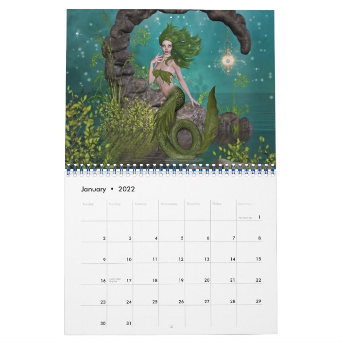 Calendar With Mermaid On It For 2022 January Calendar 2022