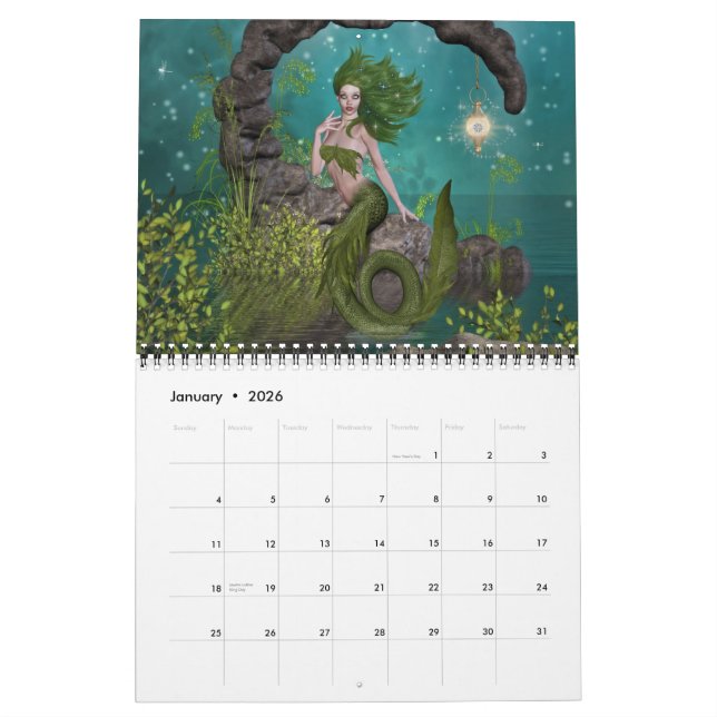 mermaid calendar (Jan 2026)