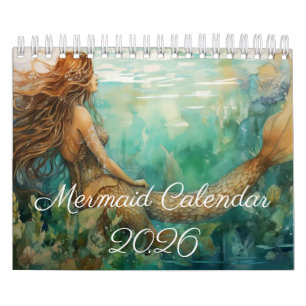 Mermaid Calendar, 2026 Calendar, Mermaid Calendar