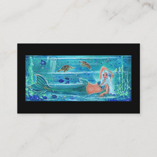 Mermaid Calypso art by Renee Lavoie   Business Card (Front)