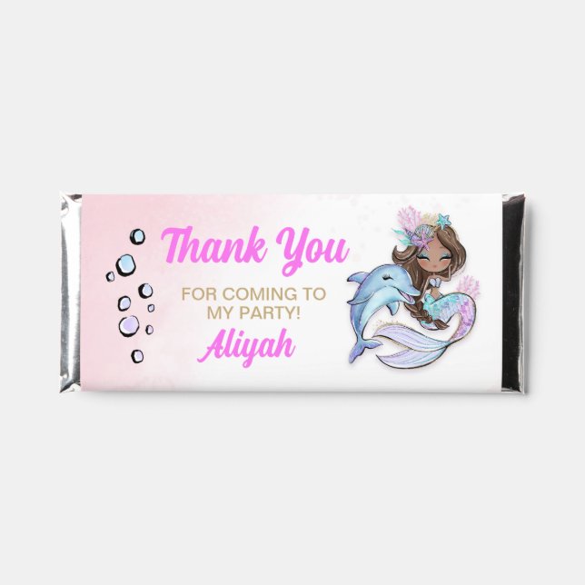 Mermaid Candy Bar Thank You Gift Party Favor (Front)